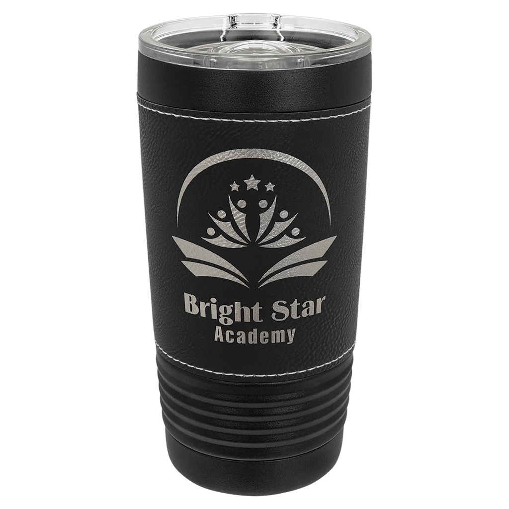 Black with Black/Silver Polar Camel 20 oz. Leatherette Tumbler with Slider Lid