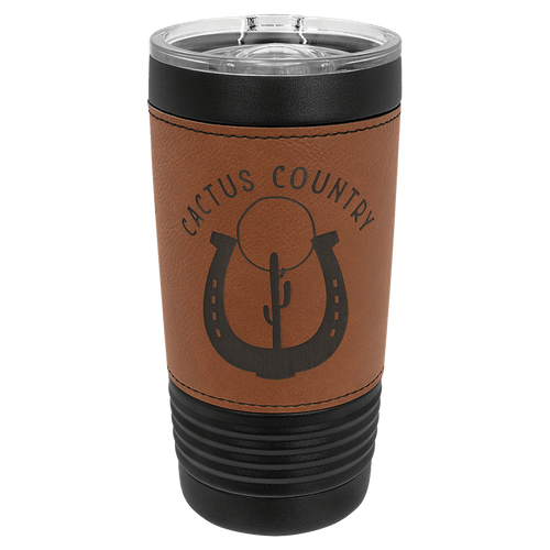 Black with Rawhide Polar Camel 20 oz. Leatherette Tumbler with Slider Lid